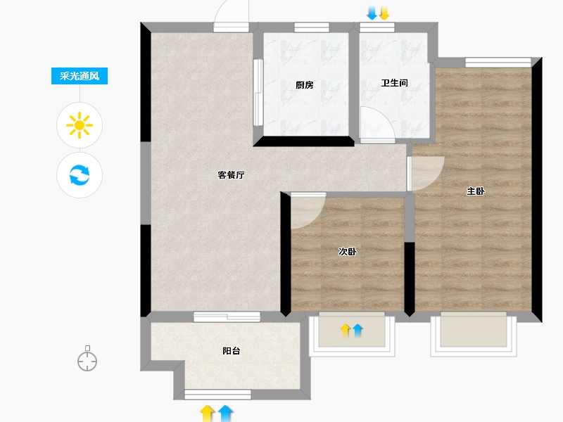 浙江省-嘉兴市-金悦学府-61.60-户型库-采光通风