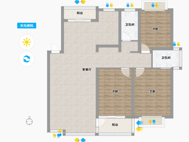 浙江省-杭州市-天成嘉苑北苑-120.00-户型库-采光通风