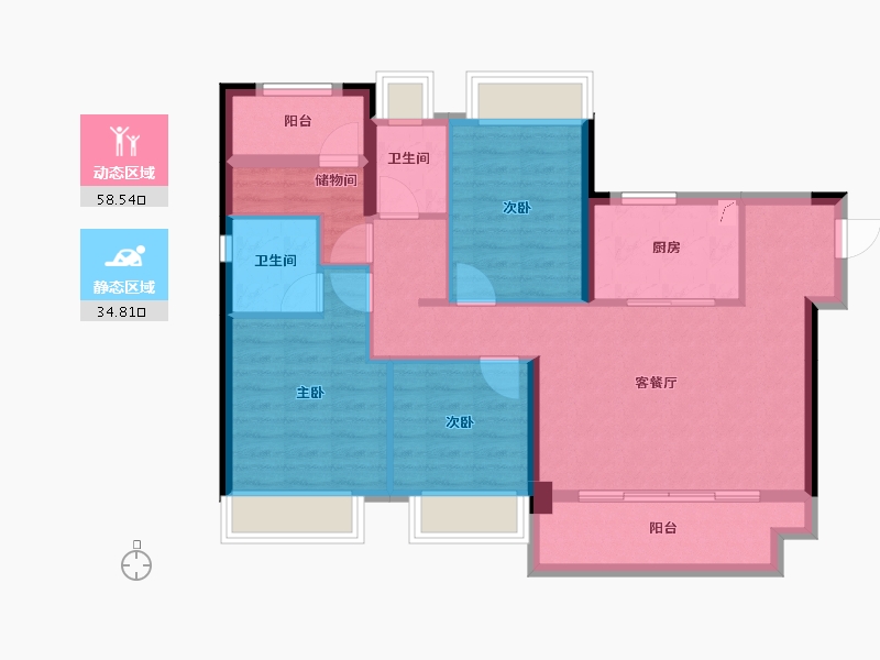 湖南省-长沙市-华远碧桂园海蓝城-83.00-户型库-动静分区