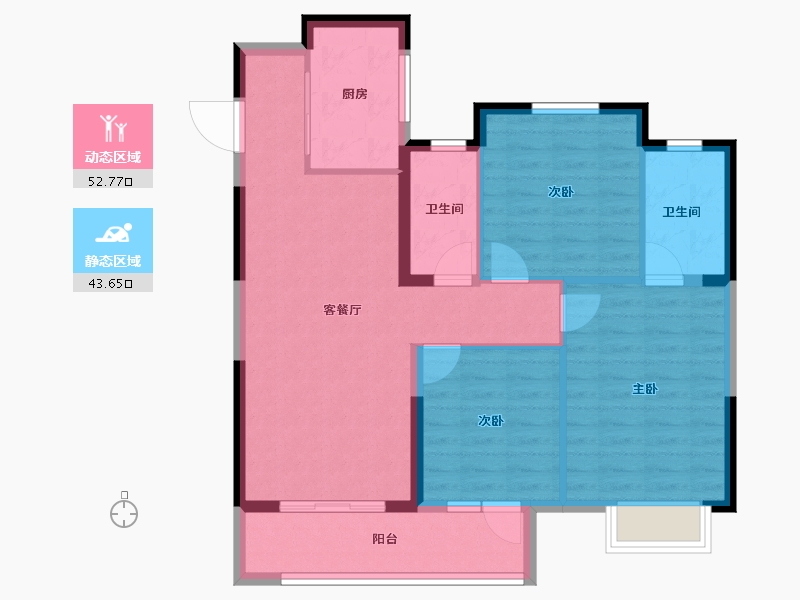 湖北省-武汉市-景瑞清能江南悦-86.91-户型库-动静分区