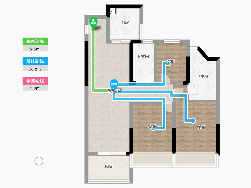 浙江省-杭州市-首创禧瑞江南-73.99-户型库-动静线