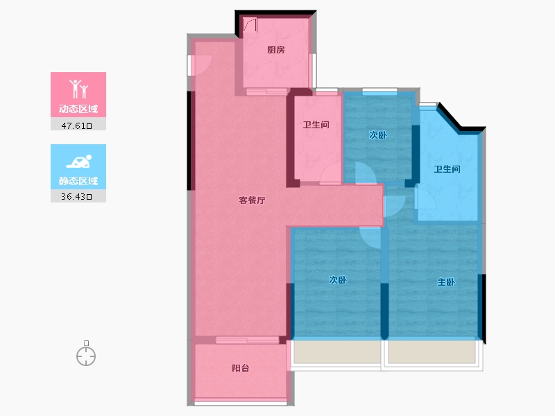 浙江省-杭州市-首创禧瑞江南-73.99-户型库-动静分区