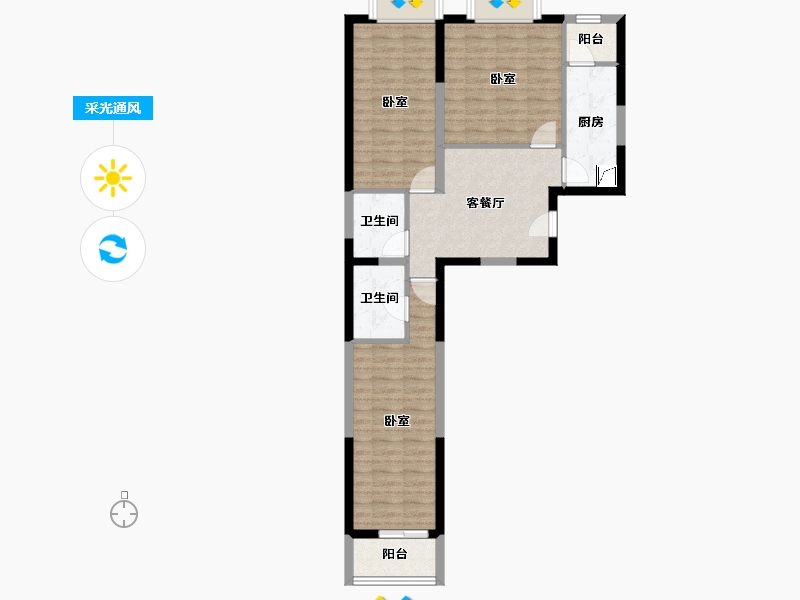 北京-北京市-紫金印象-75.99-户型库-采光通风