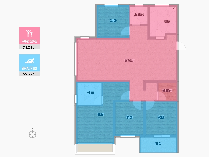 浙江省-杭州市-泰禾世茂大城小院-101.33-户型库-动静分区