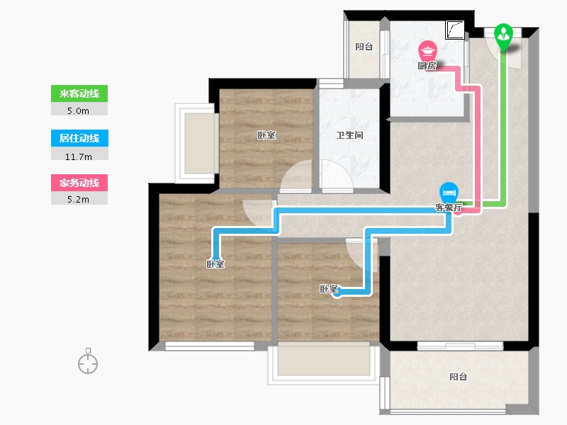 海南省-海口市-锦顺名居-62.57-户型库-动静线