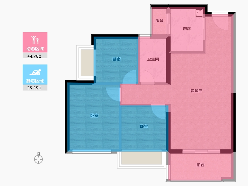 海南省-海口市-锦顺名居-62.57-户型库-动静分区