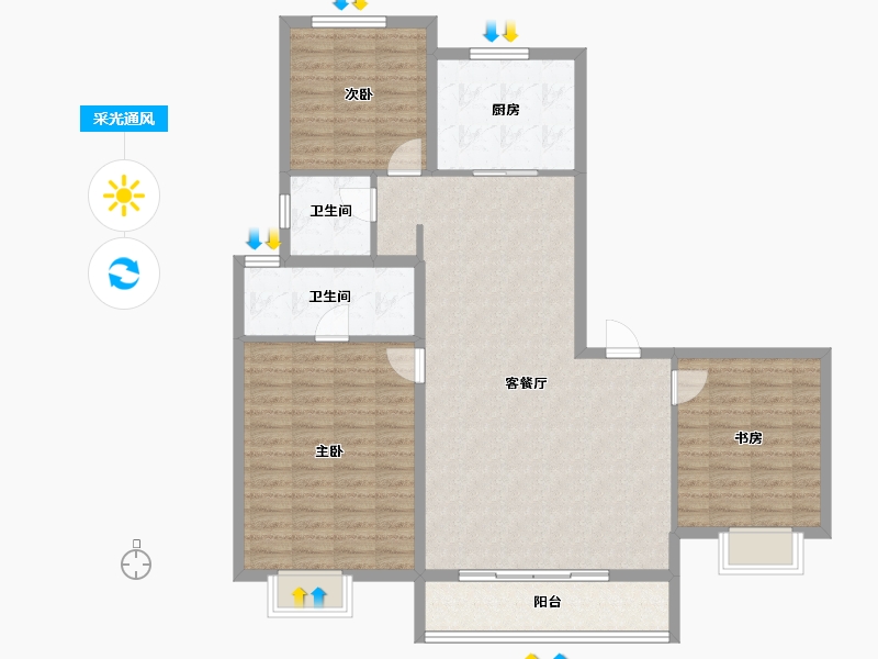 天津-天津市-招商·江山玺-114.40-户型库-采光通风