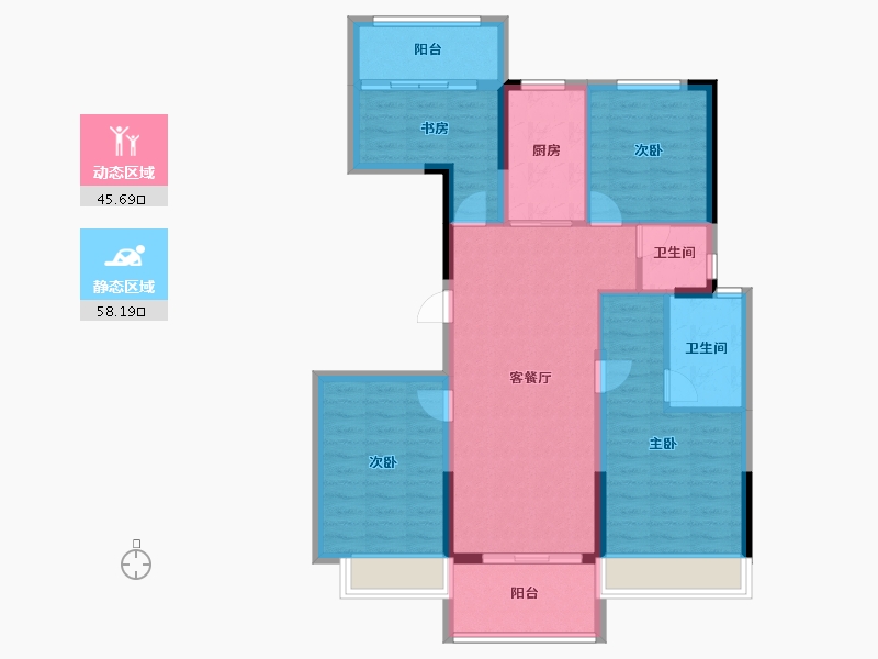 浙江省-杭州市-首创禧瑞江南-93.00-户型库-动静分区