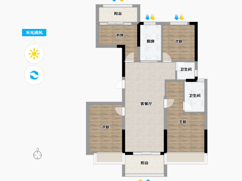 浙江省-杭州市-首创禧瑞江南-93.00-户型库-采光通风