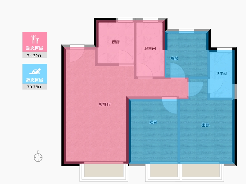 天津-天津市-保利·拾光年-57.92-户型库-动静分区