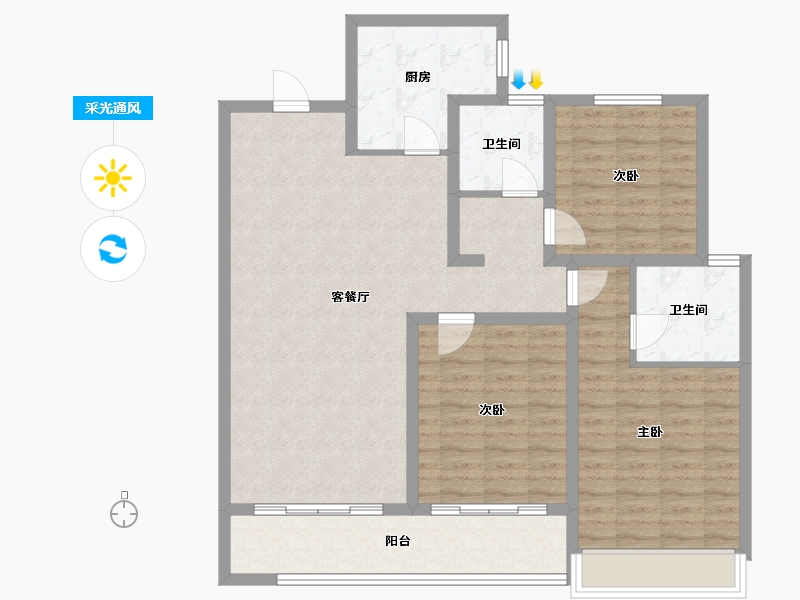 山东省-潍坊市-上城国际-109.00-户型库-采光通风