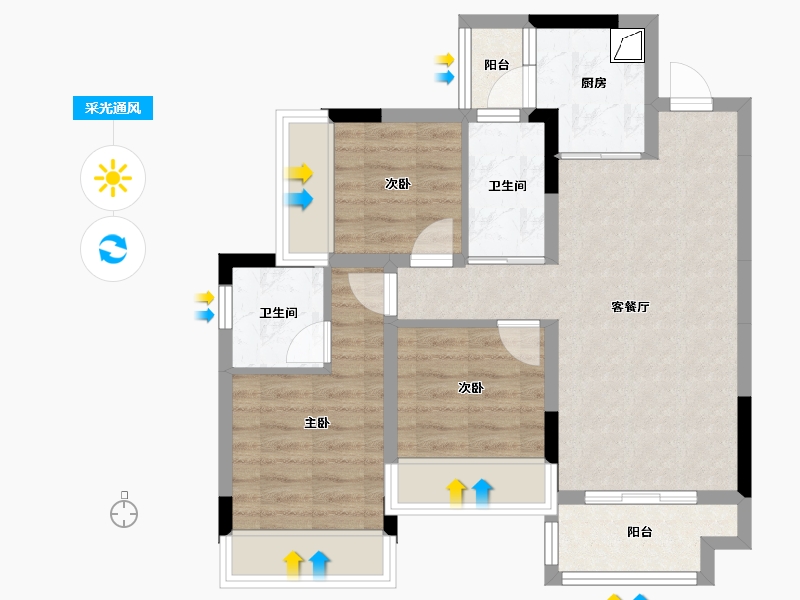 广西壮族自治区-桂林市-栖霞府(融创桂林旅游度假区A区)-80.00-户型库-采光通风