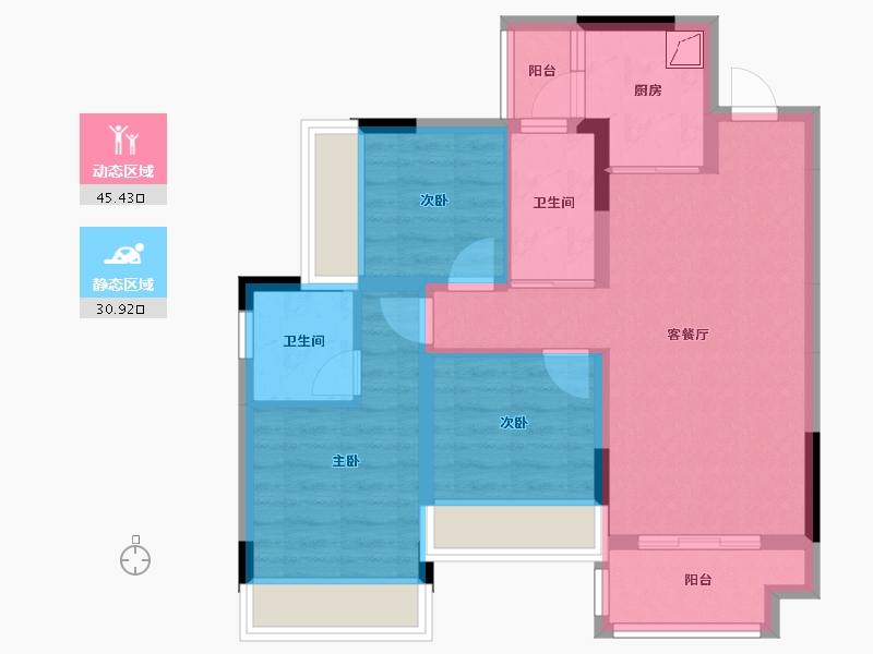 广西壮族自治区-桂林市-栖霞府(融创桂林旅游度假区A区)-80.00-户型库-动静分区