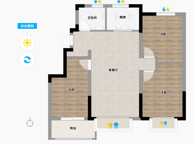 天津-天津市-中建城-74.34-户型库-采光通风