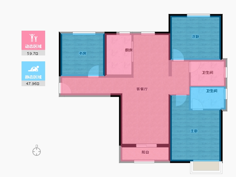 天津-天津市-华侨城碧桂园天境-96.00-户型库-动静分区