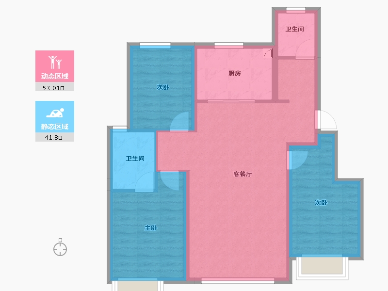 天津-天津市-龙湖·樘樾-84.79-户型库-动静分区