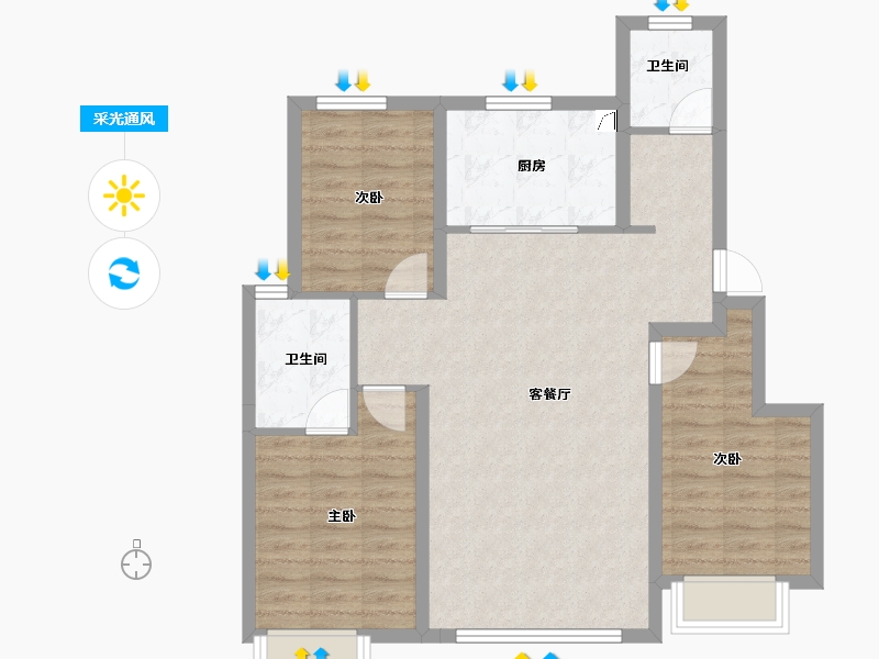 天津-天津市-龙湖·樘樾-84.79-户型库-采光通风