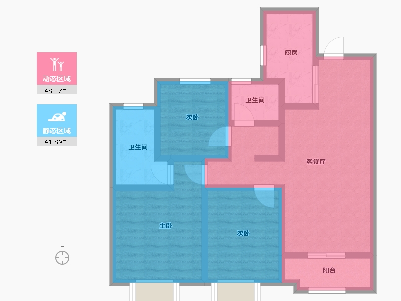 天津-天津市-爱情·缤纷里-78.45-户型库-动静分区