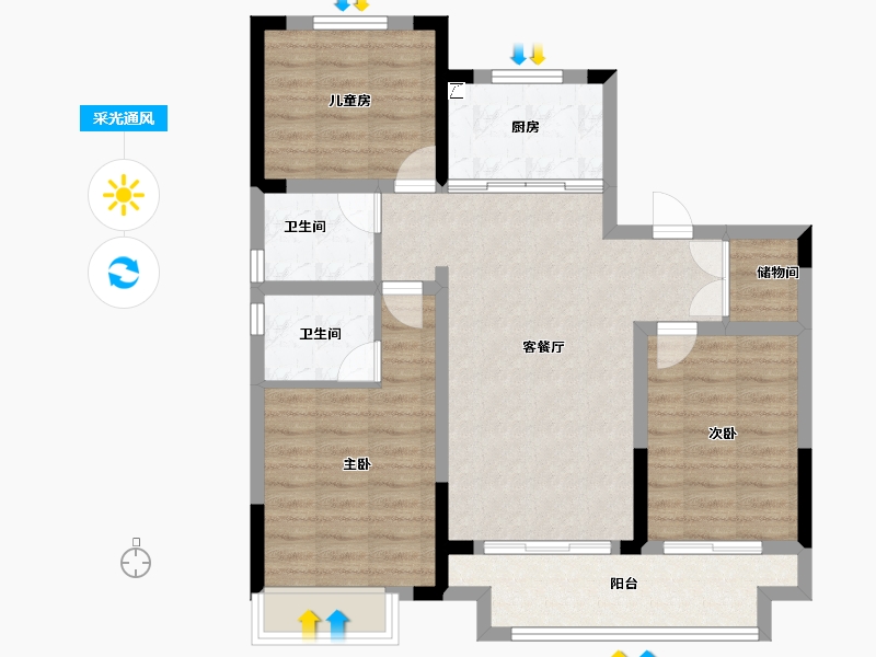 浙江省-杭州市-澳海云樾赋-82.00-户型库-采光通风