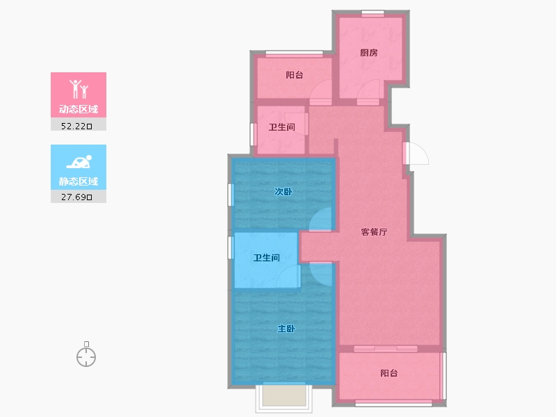 江苏省-南京市-保利·伴湖院-70.40-户型库-动静分区