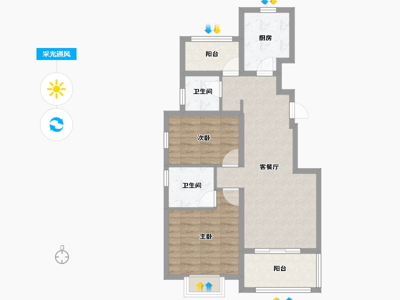 江苏省-南京市-保利·伴湖院-70.40-户型库-采光通风