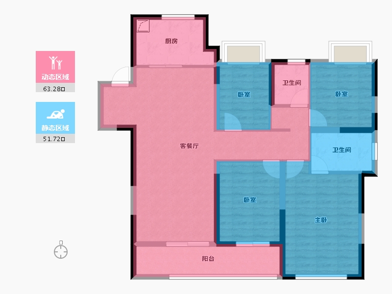 浙江省-杭州市-融创森与海之城-102.67-户型库-动静分区