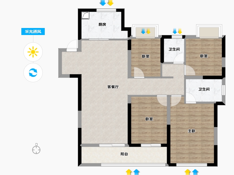 浙江省-杭州市-融创森与海之城-102.67-户型库-采光通风