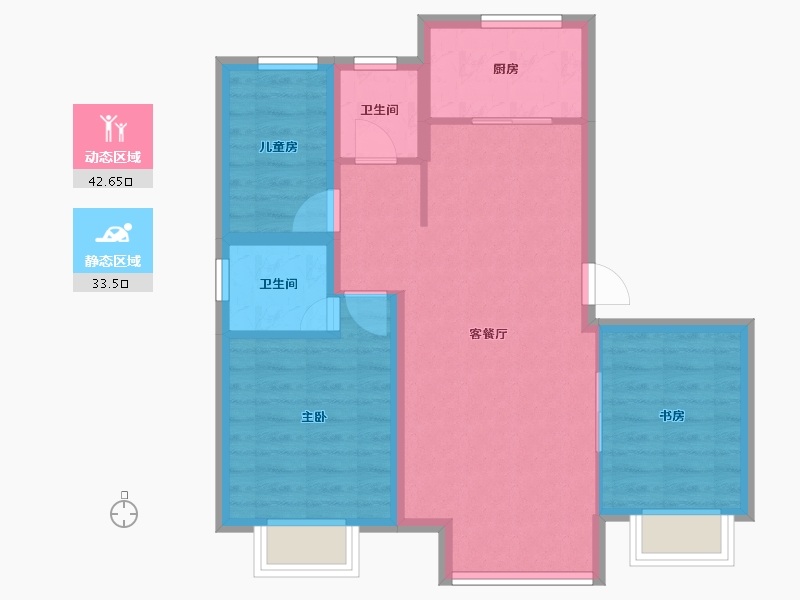 天津-天津市-金侨·瑞公馆-67.91-户型库-动静分区