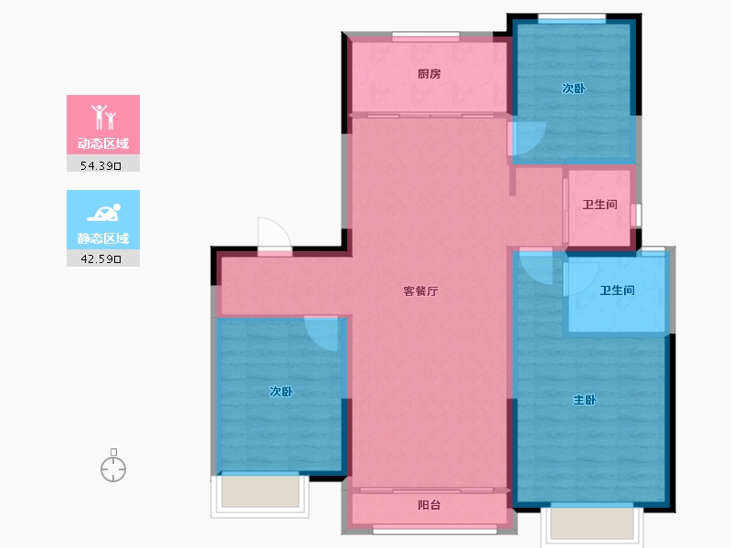 天津-天津市-天保·九如品筑-87.24-户型库-动静分区