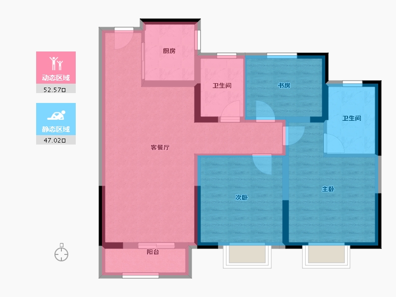 天津-天津市-华侨城碧桂园天境-88.80-户型库-动静分区