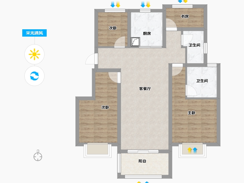 江苏省-南京市-保利·伴湖院-84.00-户型库-采光通风