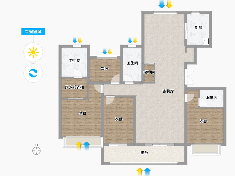 江苏省-南京市-金隅紫京叠院-136.01-户型库-采光通风