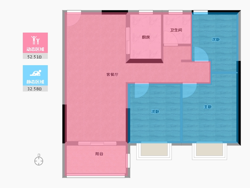 江苏省-南京市-五矿澜悦溪山-76.80-户型库-动静分区