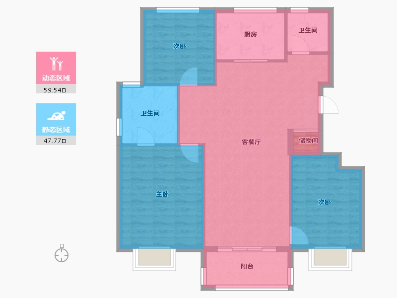 江苏省-南京市-保利禹洲樾山林语-98.40-户型库-动静分区