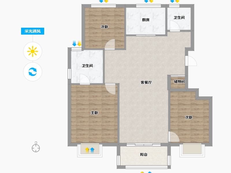 江苏省-南京市-保利禹洲樾山林语-98.40-户型库-采光通风