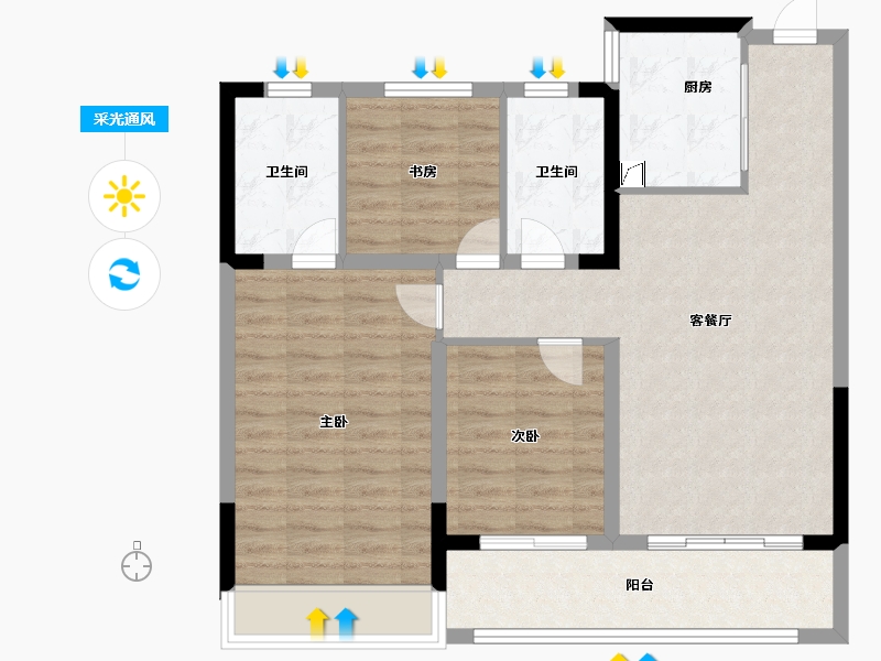 浙江省-杭州市-澳海云樾赋-87.00-户型库-采光通风