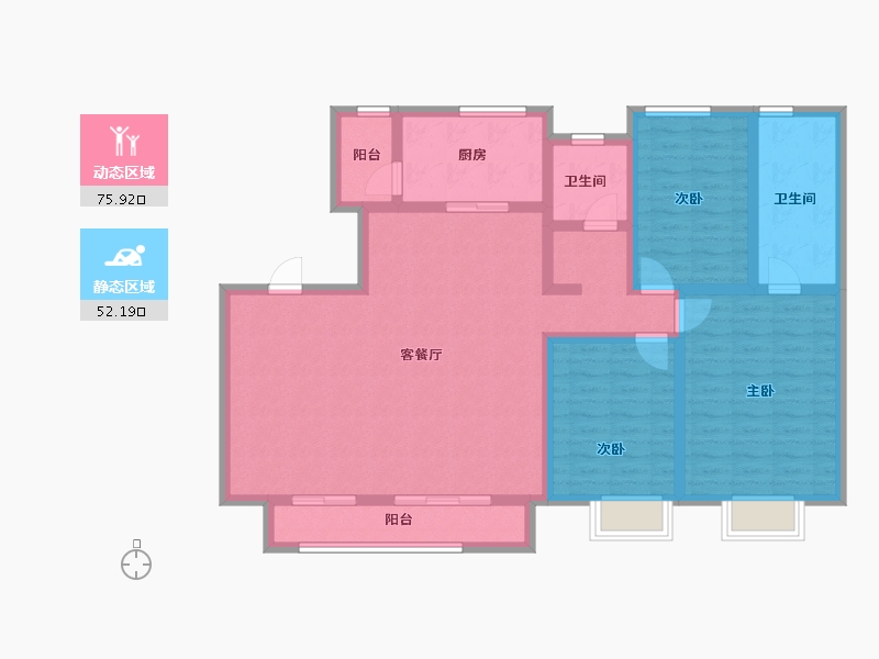 天津-天津市-美的旭辉翰悦府-114.41-户型库-动静分区