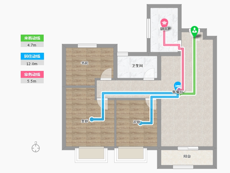 天津-天津市-爱情·缤纷里-71.20-户型库-动静线