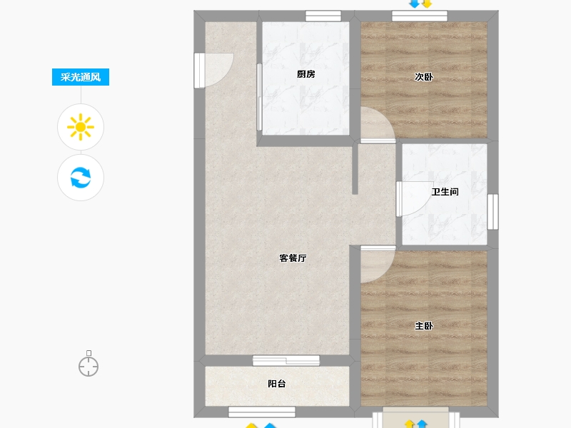 天津-天津市-爱情·缤纷里-51.87-户型库-采光通风