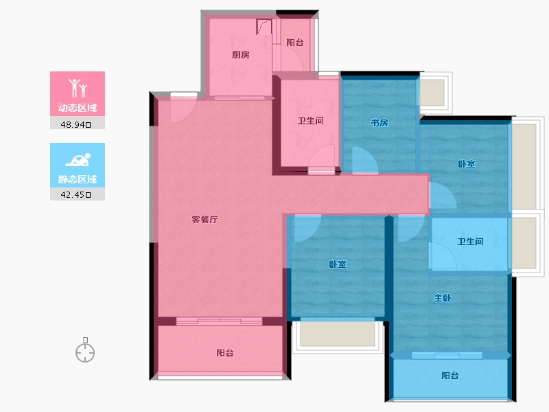 海南省-海口市-锦顺星苑-80.97-户型库-动静分区