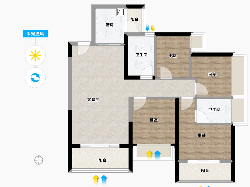 海南省-海口市-锦顺星苑-80.97-户型库-采光通风