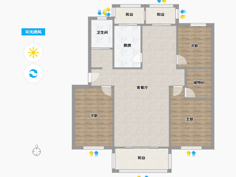 安徽省-合肥市-中铁四局机关大院-120.00-户型库-采光通风