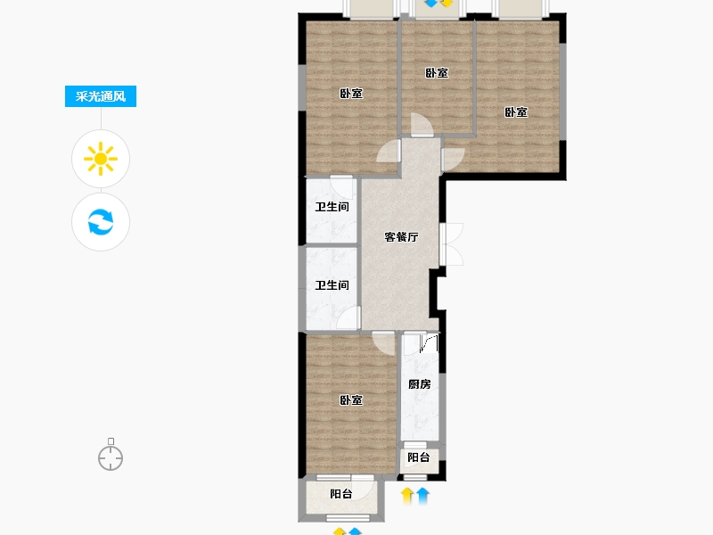 北京-北京市-紫金印象-93.04-户型库-采光通风