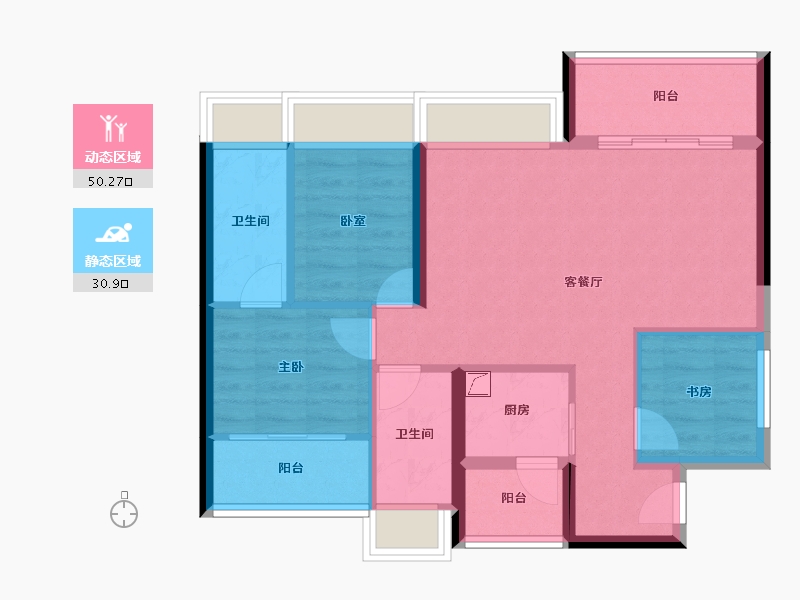 海南省-海口市-锦顺星苑-72.15-户型库-动静分区