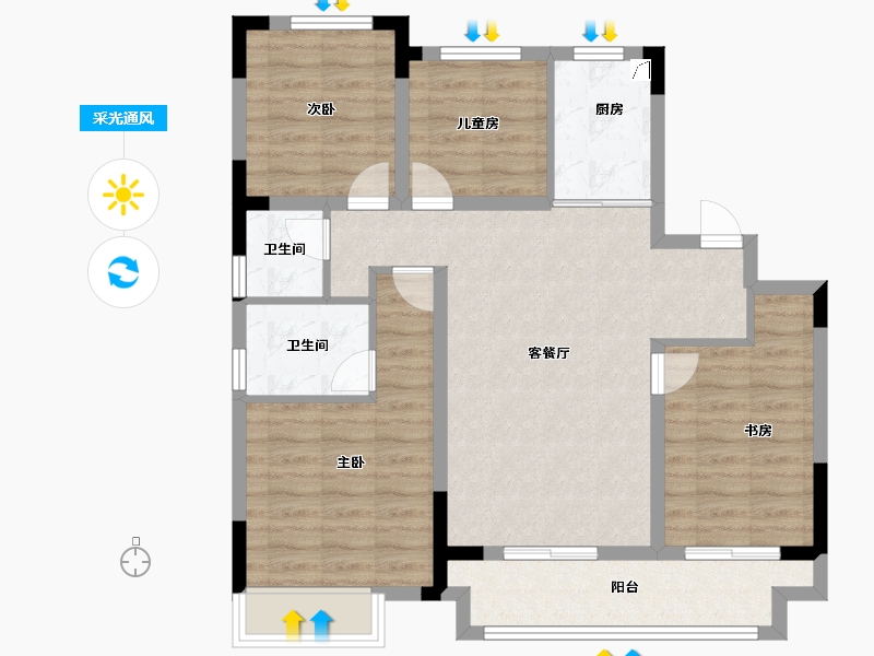 浙江省-杭州市-澳海云樾赋-87.00-户型库-采光通风