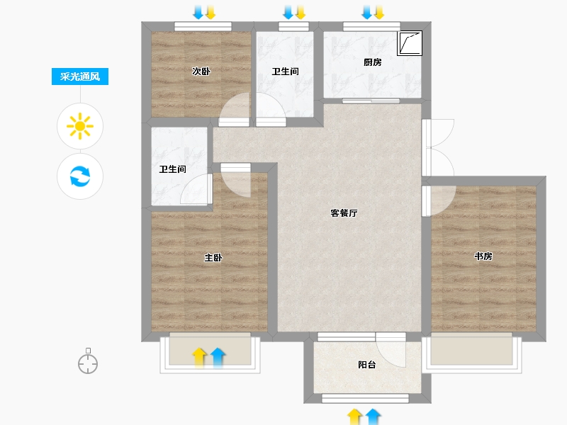 北京-北京市-K2十里春风-67.04-户型库-采光通风