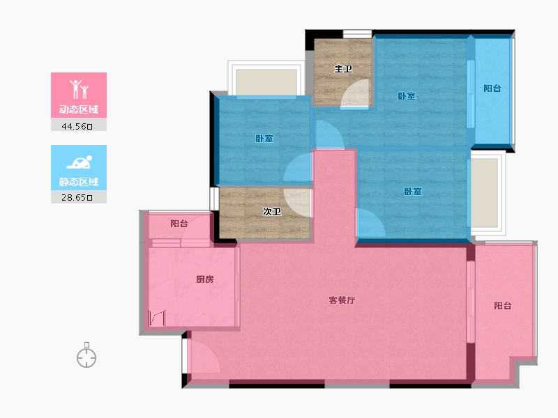 海南省-海口市-锦顺名居-72.67-户型库-动静分区