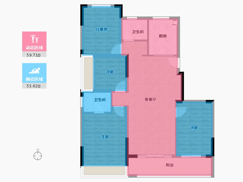 浙江省-杭州市-澳海百合云泽赋-102.00-户型库-动静分区