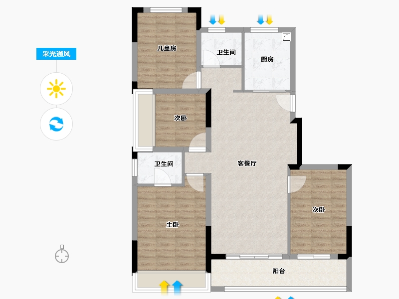 浙江省-杭州市-澳海百合云泽赋-102.00-户型库-采光通风