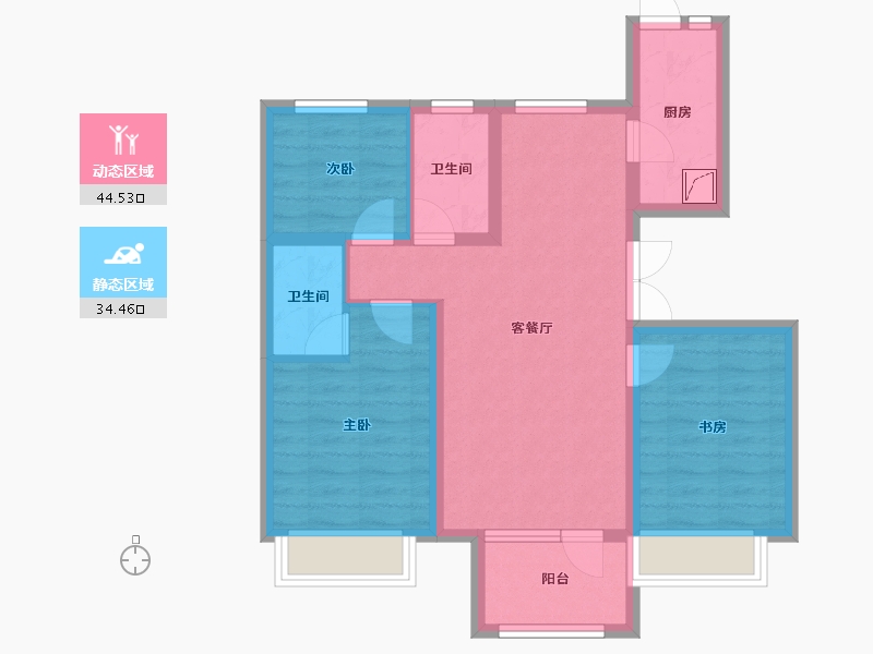 北京-北京市-K2十里春风-69.37-户型库-动静分区